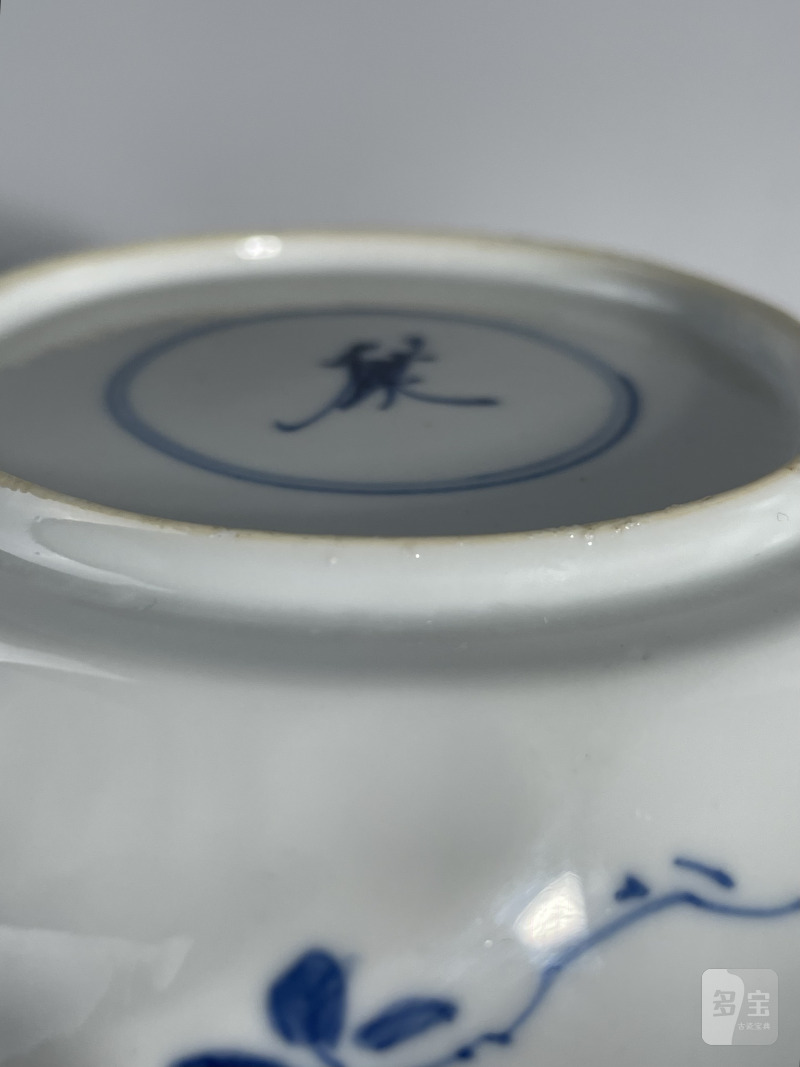 清早期 青花开光花鸟纹杯碟套组 - 图18